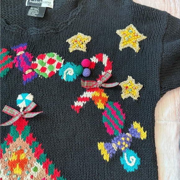 Vintage 90s Christmas Grandmacore Cottagecore Gingerbread Small Tunic Sweater - Picture 10 of 10